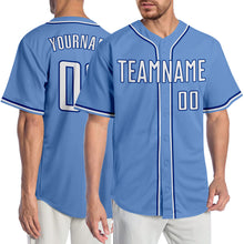 Load image into Gallery viewer, Custom Light Blue White-Royal Authentic Baseball Jersey