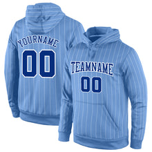 Charger l'image dans la galerie, Custom Stitched Light Blue White Pinstripe Royal-White Sports Pullover Sweatshirt Hoodie