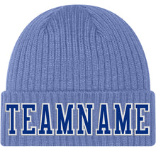 Charger l'image dans la galerie, Custom Light Blue Royal-White Stitched Cuffed Knit Hat