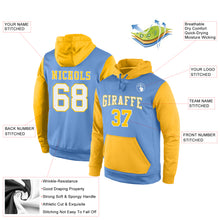 Загрузить изображение в средство просмотра галереи, Custom Stitched Light Blue White-Gold Sports Pullover Sweatshirt Hoodie
