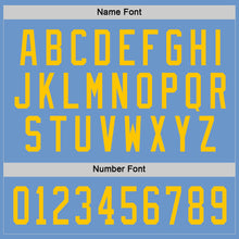 Load image into Gallery viewer, Custom Light Blue Gold Hockey Jersey