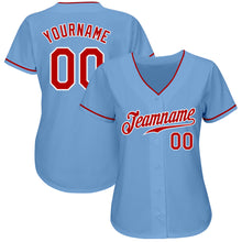 Load image into Gallery viewer, Custom Light Blue Red-White Authentic Baseball Jersey