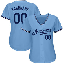 Load image into Gallery viewer, Custom Light Blue Navy-White Authentic Baseball Jersey