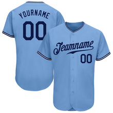 Load image into Gallery viewer, Custom Light Blue Navy-White Authentic Baseball Jersey