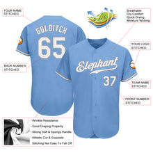 Load image into Gallery viewer, Custom Light Blue White-Gray Authentic Baseball Jersey