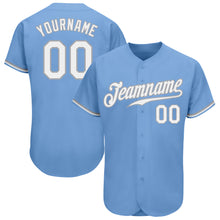 Load image into Gallery viewer, Custom Light Blue White-Gray Authentic Baseball Jersey