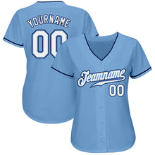 Load image into Gallery viewer, Custom Light Blue White-Navy Authentic Baseball Jersey