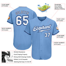 Load image into Gallery viewer, Custom Light Blue White-Navy Authentic Baseball Jersey