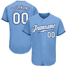 Load image into Gallery viewer, Custom Light Blue White-Navy Authentic Baseball Jersey
