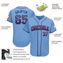 Load image into Gallery viewer, Custom Light Blue Navy-Red Authentic Drift Fashion Baseball Jersey
