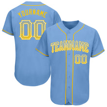 Load image into Gallery viewer, Custom Light Blue Gold-White Authentic Drift Fashion Baseball Jersey