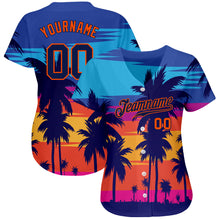 Загрузить изображение в средство просмотра галереи, Custom Royal Navy-Orange 3D Pattern Design Palm Trees Authentic Baseball Jersey
