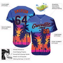 Загрузить изображение в средство просмотра галереи, Custom Royal Navy-Orange 3D Pattern Design Palm Trees Authentic Baseball Jersey