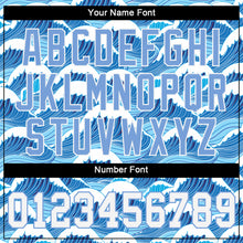 Load image into Gallery viewer, Custom Light Blue White-Light Blue 3D Pattern Design Waves Authentic Baseball Jersey