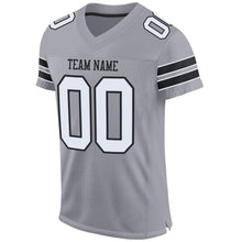 Charger l'image dans la galerie, Custom Light Gray White-Black Mesh Authentic Football Jersey