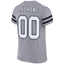 Charger l'image dans la galerie, Custom Light Gray White-Black Mesh Authentic Football Jersey