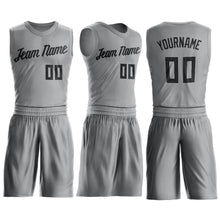 Load image into Gallery viewer, Custom Gray Black Round Neck Suit Basketball Jersey