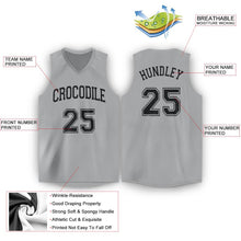 Laden Sie das Bild in den Galerie-Viewer, Custom Gray Black V-Neck Basketball Jersey