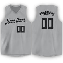 Laden Sie das Bild in den Galerie-Viewer, Custom Gray Black V-Neck Basketball Jersey