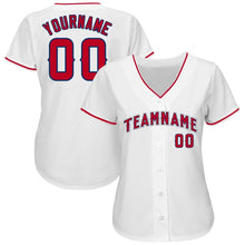 Laden Sie das Bild in den Galerie-Viewer, Custom White Red-Navy Baseball Jersey
