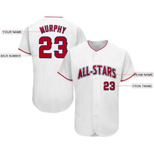 Laden Sie das Bild in den Galerie-Viewer, Custom White Red-Navy Baseball Jersey