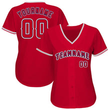 Load image into Gallery viewer, Custom Red Navy-Gray Baseball Jersey