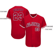 Load image into Gallery viewer, Custom Red Navy-Gray Baseball Jersey