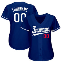 Load image into Gallery viewer, Custom Royal White-Red Baseball Jersey
