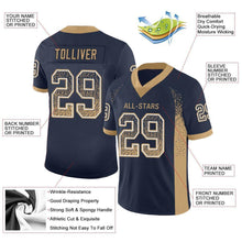 Load image into Gallery viewer, Custom Navy Old Gold-White Drift Fashion Football Jersey