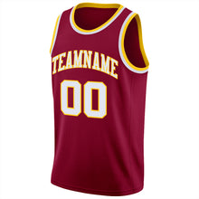 Laden Sie das Bild in den Galerie-Viewer, Custom Maroon White-Gold Round Neck Rib-Knit Basketball Jersey