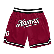 Charger l'image dans la galerie, Custom Maroon White-Black Authentic Throwback Basketball Shorts