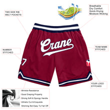 Charger l'image dans la galerie, Custom Maroon White-Navy Authentic Throwback Basketball Shorts