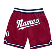 Charger l'image dans la galerie, Custom Maroon White-Navy Authentic Throwback Basketball Shorts