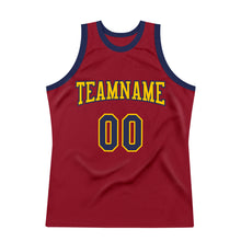 Laden Sie das Bild in den Galerie-Viewer, Custom Maroon Navy-Gold Authentic Throwback Basketball Jersey