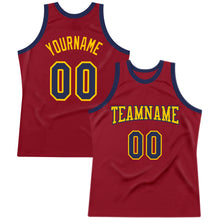 Laden Sie das Bild in den Galerie-Viewer, Custom Maroon Navy-Gold Authentic Throwback Basketball Jersey