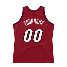 Laden Sie das Bild in den Galerie-Viewer, Custom Maroon White-Black Authentic Throwback Basketball Jersey