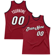 Laden Sie das Bild in den Galerie-Viewer, Custom Maroon White-Black Authentic Throwback Basketball Jersey