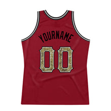 Laden Sie das Bild in den Galerie-Viewer, Custom Maroon Camo-Gray Authentic Throwback Basketball Jersey