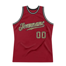 Laden Sie das Bild in den Galerie-Viewer, Custom Maroon Camo-Gray Authentic Throwback Basketball Jersey