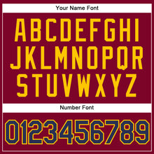 Загрузить изображение в средство просмотра галереи, Custom Maroon White Pinstripe Navy-Gold Authentic Basketball Jersey