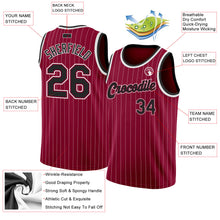 Загрузить изображение в средство просмотра галереи, Custom Maroon White Pinstripe Black-White Authentic Basketball Jersey