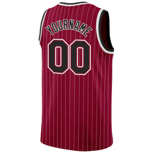 Загрузить изображение в средство просмотра галереи, Custom Maroon White Pinstripe Black-White Authentic Basketball Jersey