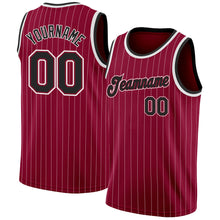 Загрузить изображение в средство просмотра галереи, Custom Maroon White Pinstripe Black-White Authentic Basketball Jersey