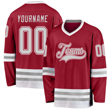 Загрузить изображение в средство просмотра галереи, Custom Maroon Gray-White Hockey Jersey