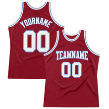 Загрузить изображение в средство просмотра галереи, Custom Maroon White-Light Blue Authentic Throwback Basketball Jersey