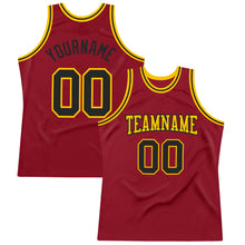Загрузить изображение в средство просмотра галереи, Custom Maroon Black-Gold Authentic Throwback Basketball Jersey