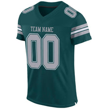 Load image into Gallery viewer, Custom Midnight Green Light Gray-White Mesh Authentic Football Jersey