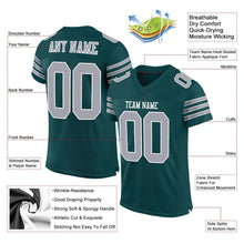Laden Sie das Bild in den Galerie-Viewer, Custom Midnight Green Gray-White Mesh Authentic Football Jersey
