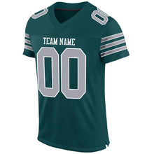 Laden Sie das Bild in den Galerie-Viewer, Custom Midnight Green Gray-White Mesh Authentic Football Jersey