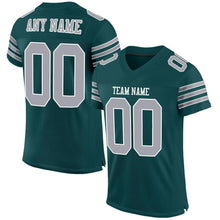 Laden Sie das Bild in den Galerie-Viewer, Custom Midnight Green Gray-White Mesh Authentic Football Jersey